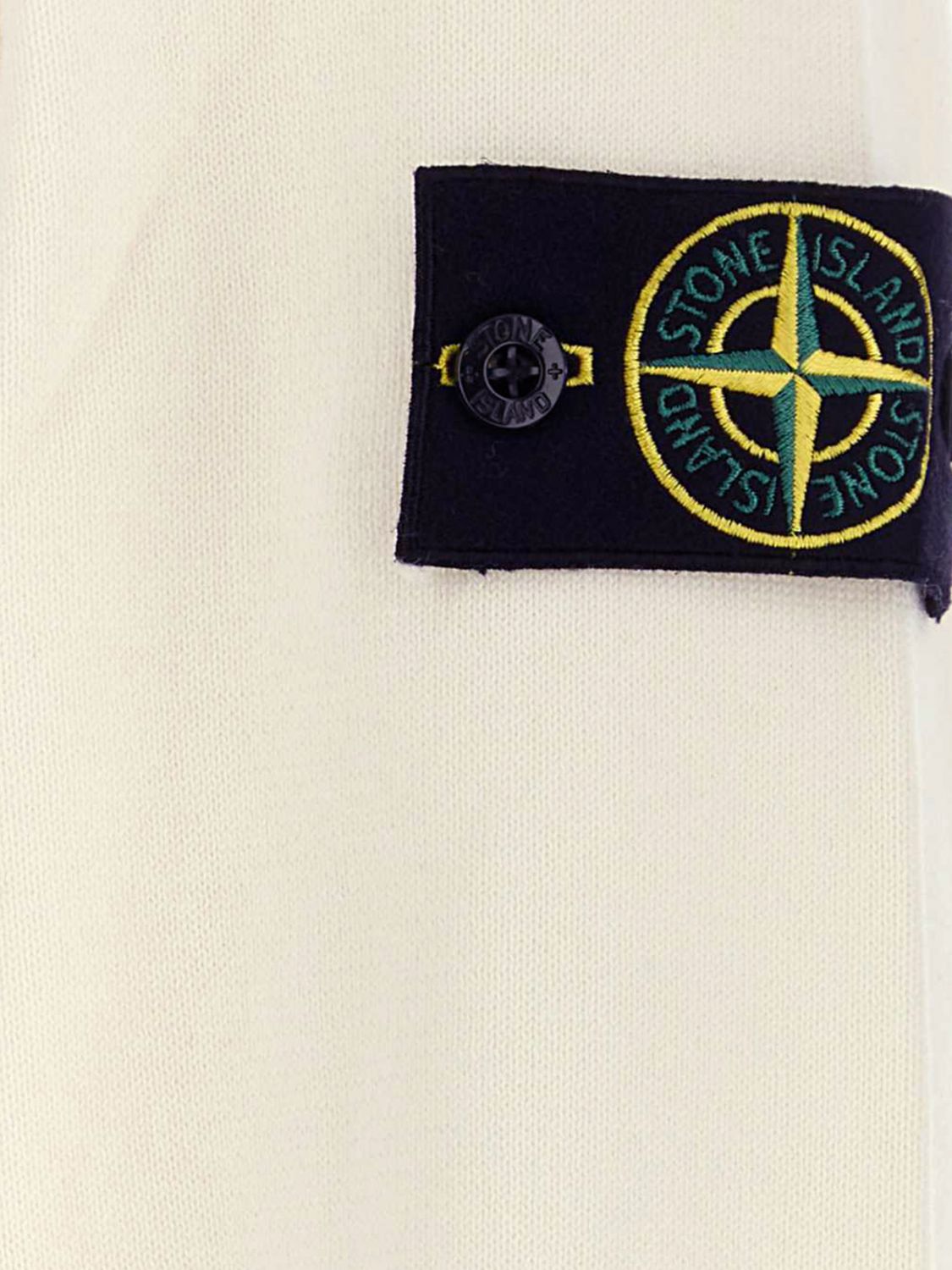 STONE ISLAND PULL: Pull Stone Island à col rond en coton avec finitions côtelées et logo, Ivoir - Img 4