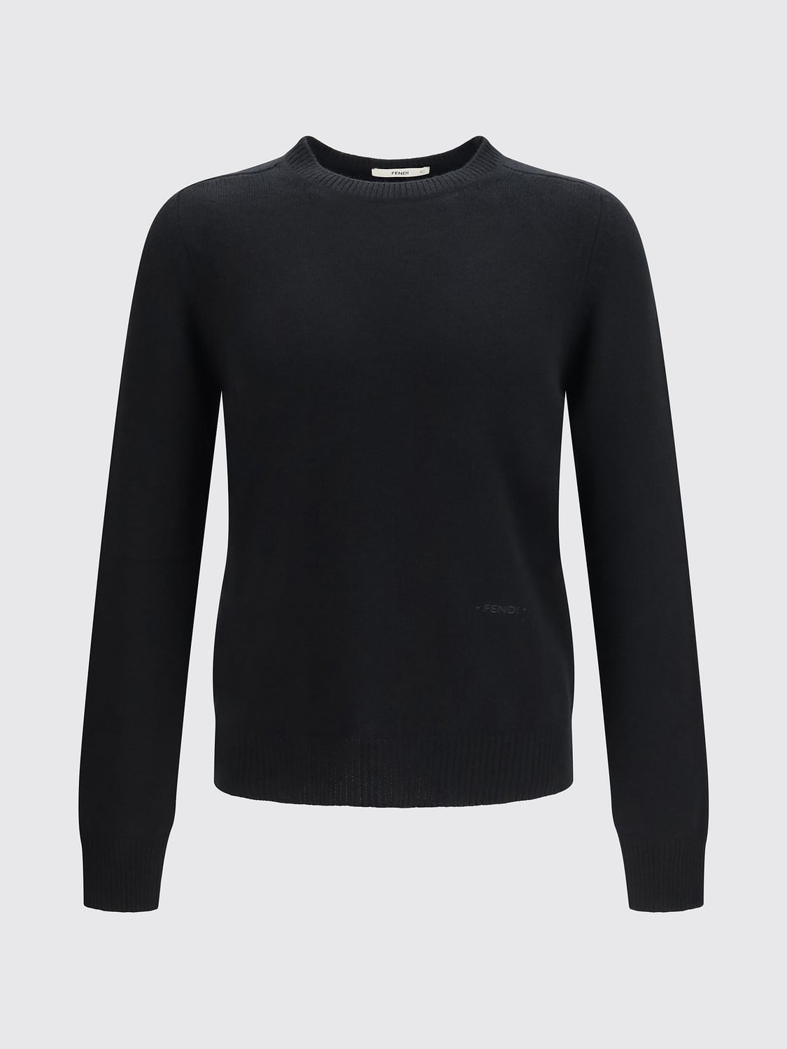 FENDI PULLOVER: Pullover Fendi aus 100% Kaschmir mit Rundhalsausschnitt und Rippbündchen, Schwarz - Img 2