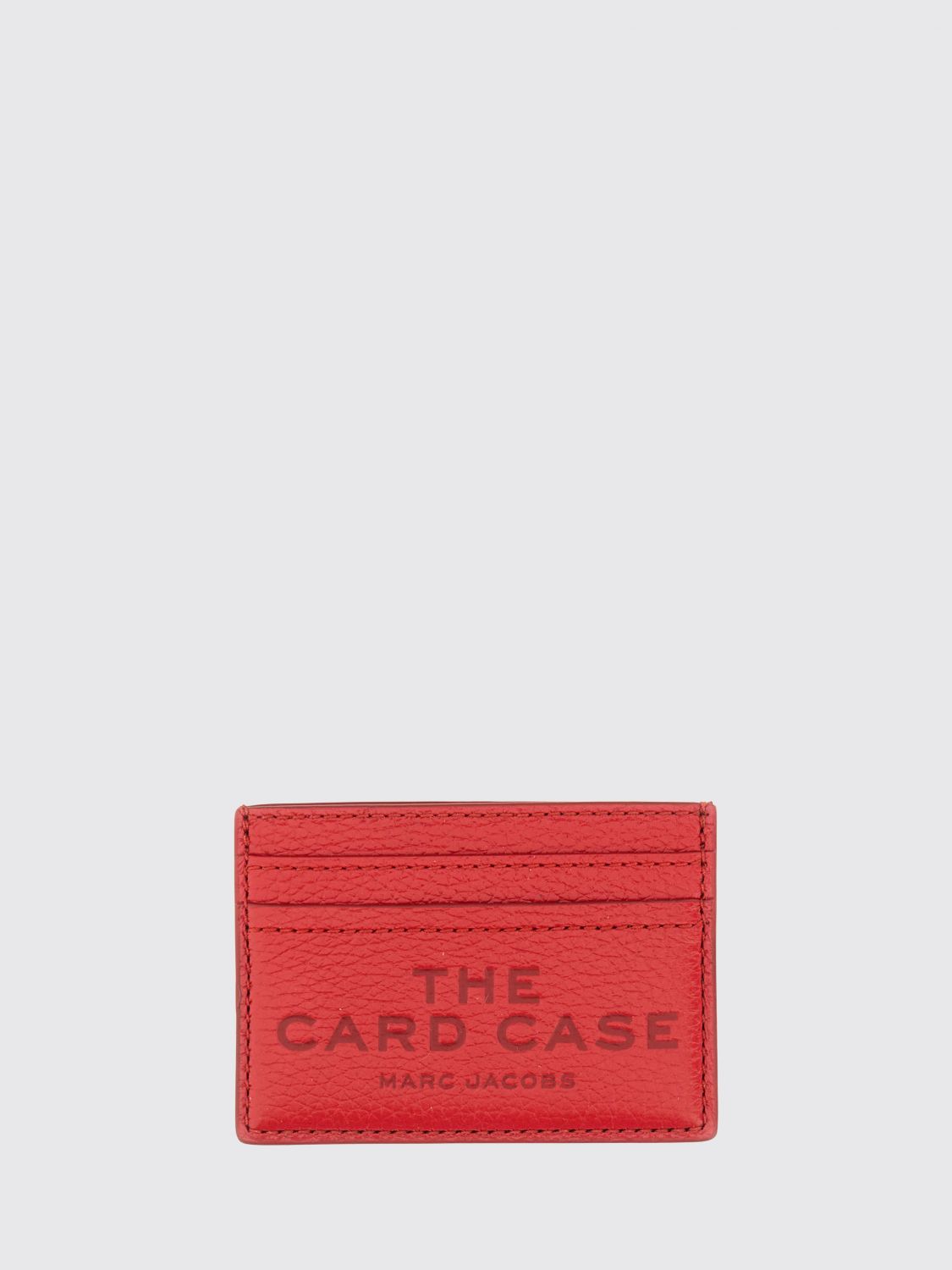 MARC JACOBS WALLET: Grained Leather Card Holder Marc Jacobs with Zip Closure and Six Slots, Red - Img 1