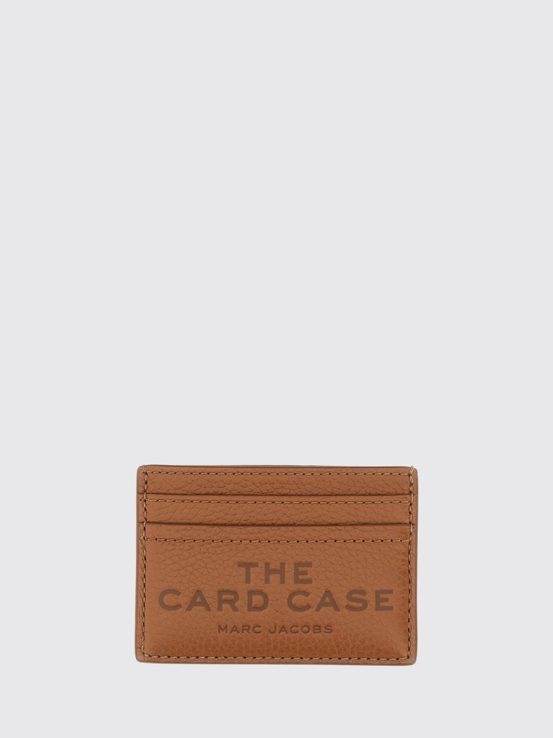 MARC JACOBS WALLET: Grained Leather Card Holder Marc Jacobs with Zip Closure and Six Slots, Brown - Img 1