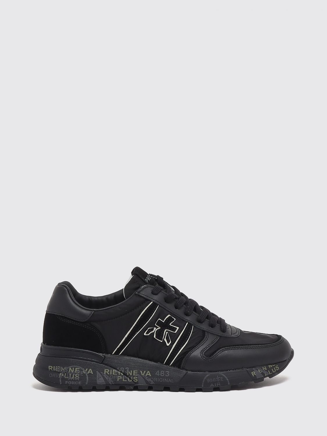 PREMIATA SNEAKERS: Lander Low-Top Sneakers Premiata in Suede and Nylon with Serrated Sole, Black - Img 1