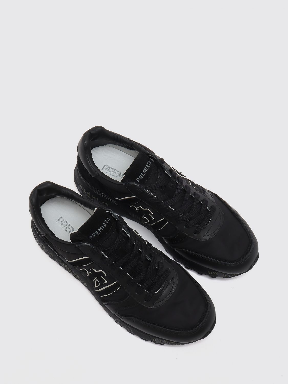 PREMIATA SNEAKERS: Lander Low-Top Sneakers Premiata in Suede and Nylon with Serrated Sole, Black - Img 2