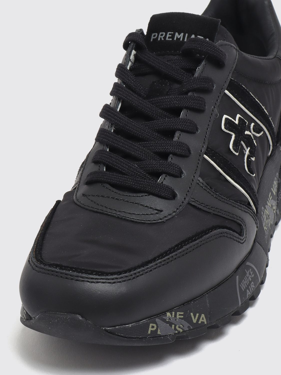 PREMIATA SNEAKERS: Lander Low-Top Sneakers Premiata in Suede and Nylon with Serrated Sole, Black - Img 4