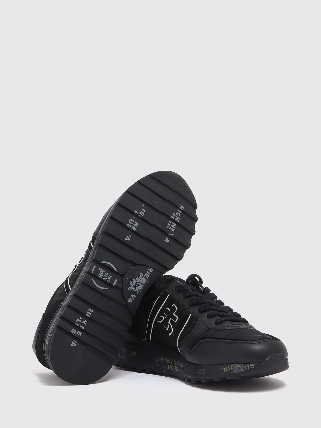PREMIATA SNEAKERS: Lander Low-Top Sneakers Premiata in Suede and Nylon with Serrated Sole, Black - Img 5