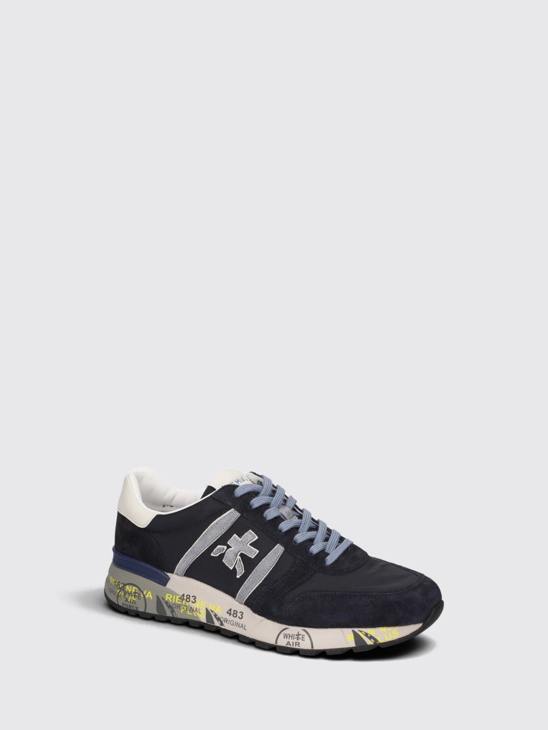 PREMIATA BASKETS: Baskets basses Lander Premiata en daim et nylon avec semelle crantée, Bleu - Img 4