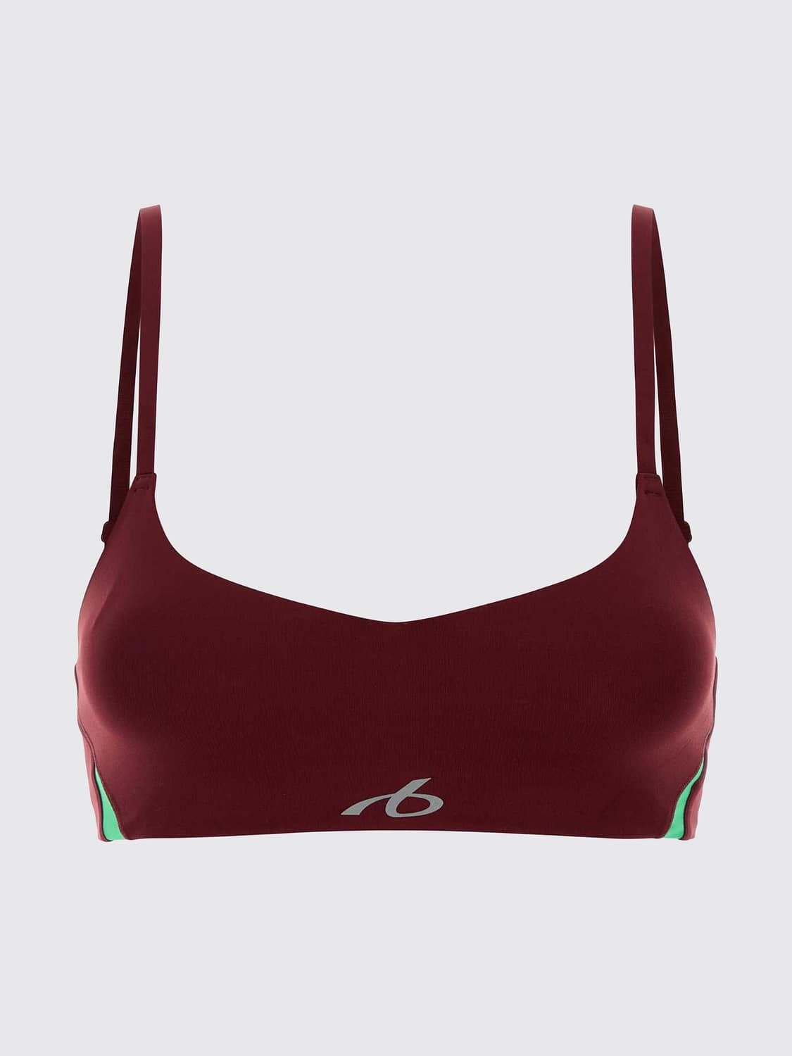 BALENCIAGA TOP: Gekürztes V-Ausschnitt-Top von Balenciaga aus Nylon mit Kontrast-Logo, Burgunderrot - Img 2