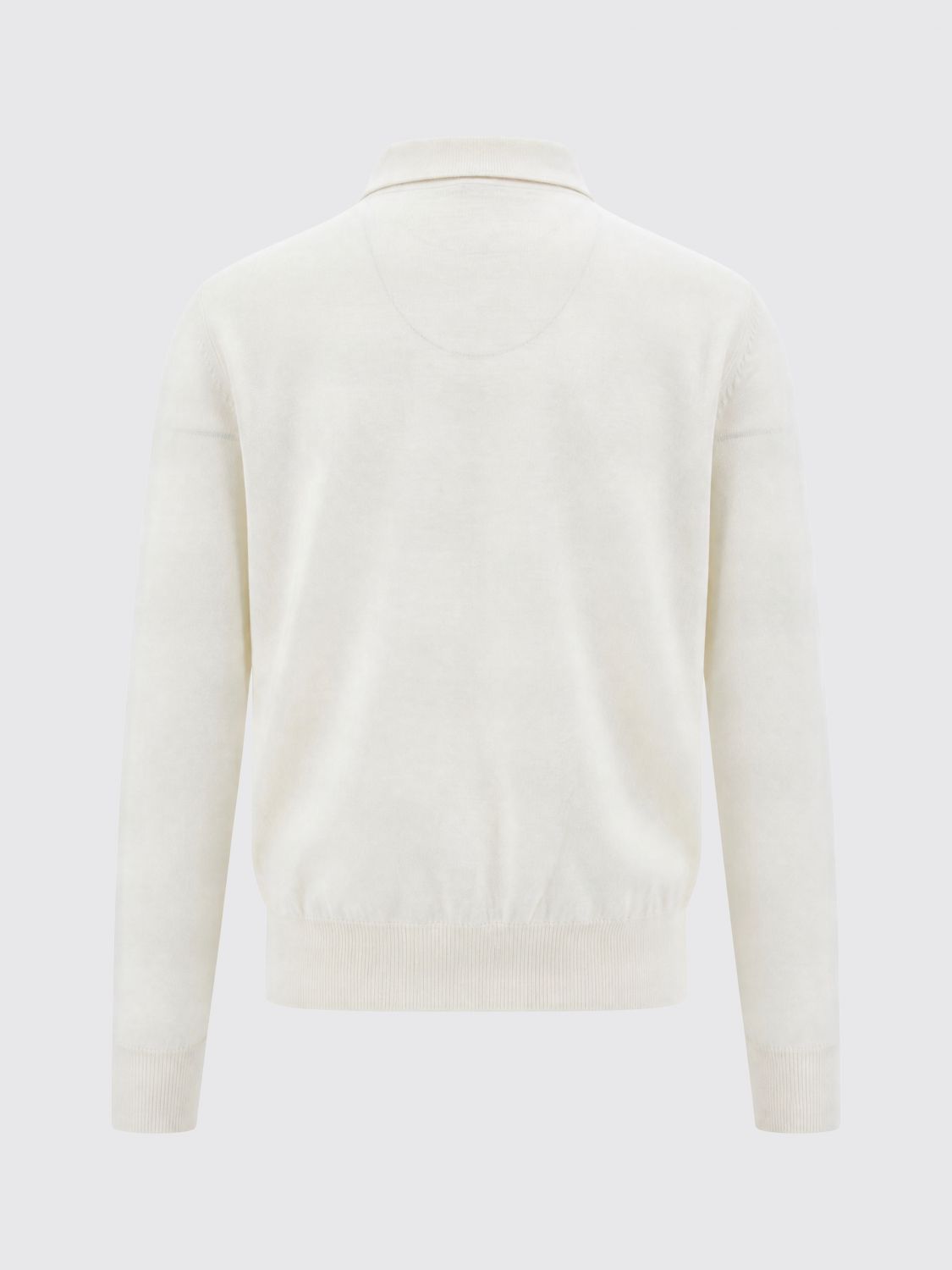 BOSS POLO SHIRT: Long-Sleeved Knit Polo Shirt BOSS in Pure Virgin Wool, White - Img 3