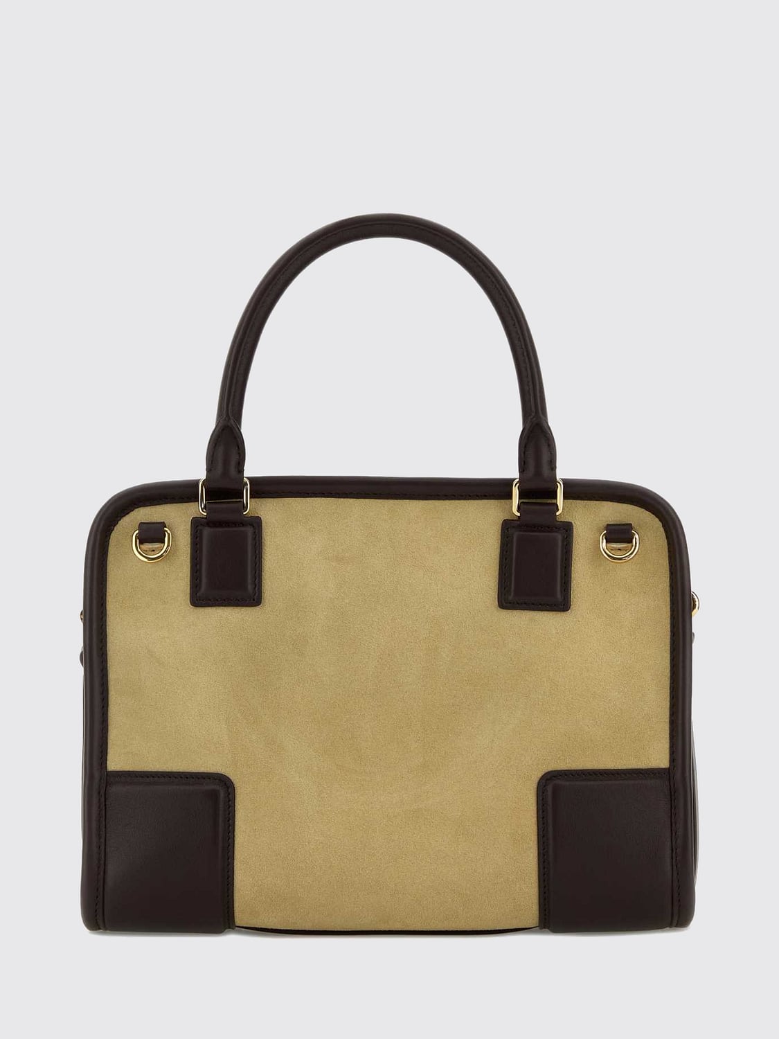 LOEWE BORSA A MANO: Borsa a mano piccola Amazona 180 Loewe in suede con logo Monogram, Oro - Img 2