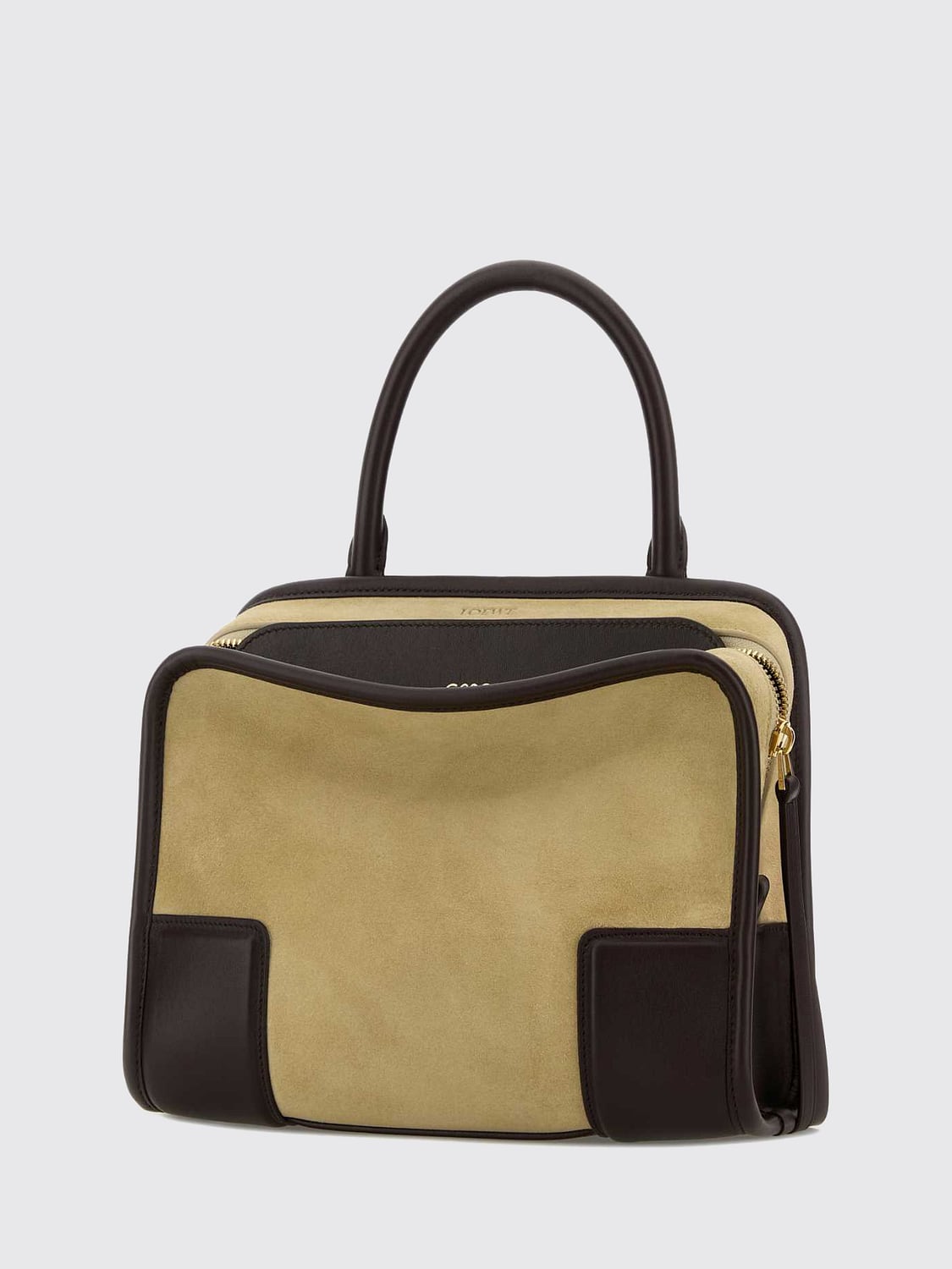 LOEWE BORSA A MANO: Borsa a mano piccola Amazona 180 Loewe in suede con logo Monogram, Oro - Img 3
