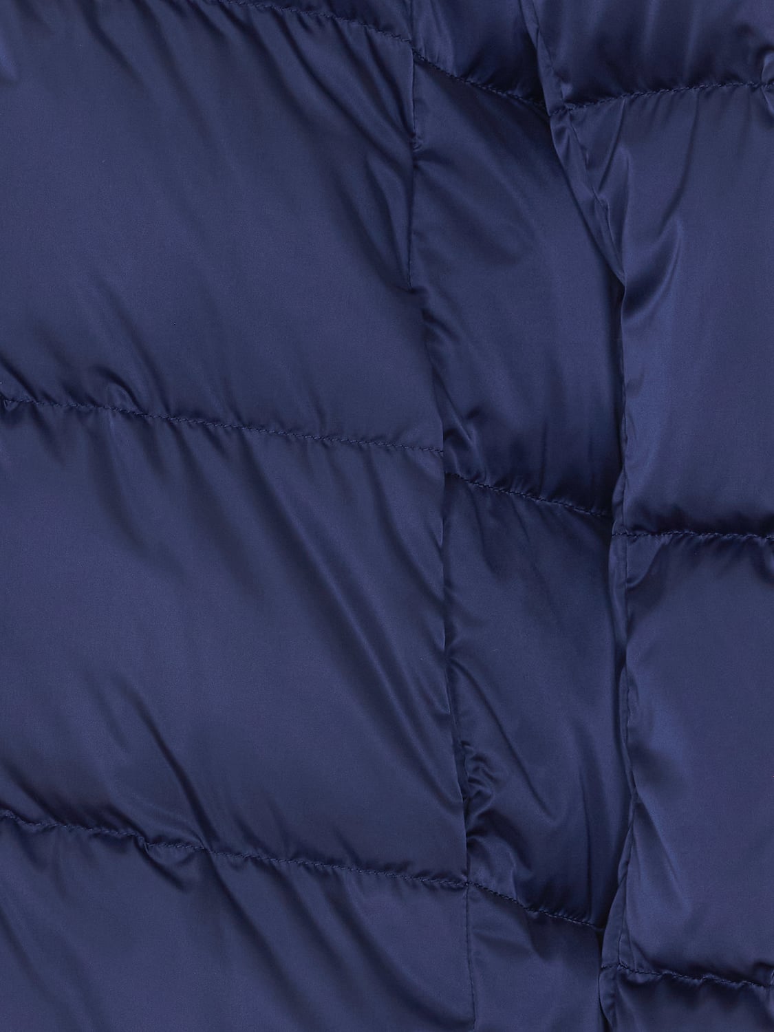 HERNO JACKET: Herno Knee-Length Water-Repellent Technical Satin Puffer Coat with Shearling Hood, Blue - Img 4