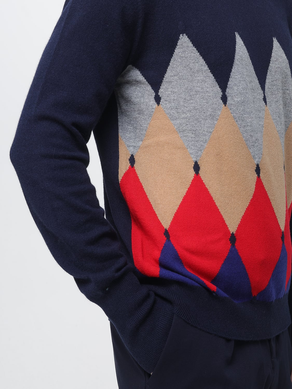 BALLANTYNE SWEATER: Ballantyne Argyle Pattern 100% Cashmere Crew-Neck Jumper, Multicolor - Img 3