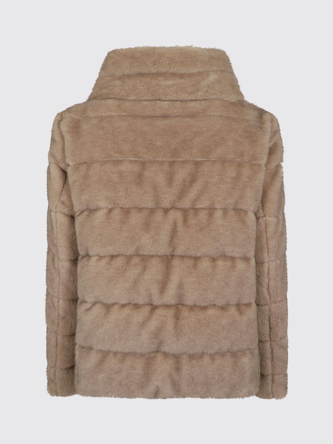 HERNO PELZMANTEL: Kurze Webpelzjacke Herno mit Stehkragen und Reißverschluss, Braun - Img 3