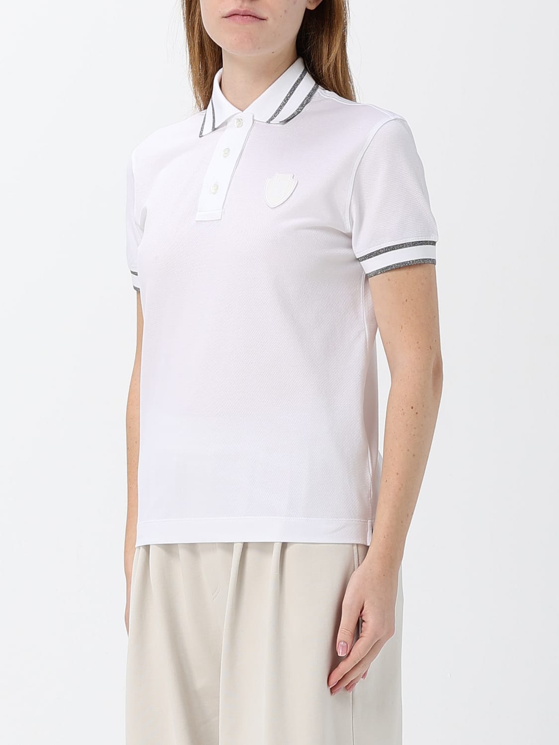 BRUNELLO CUCINELLI POLO: Polo Brunello Cucinelli in cotone con profili a contrasto e stemma, Bianco - Img 4