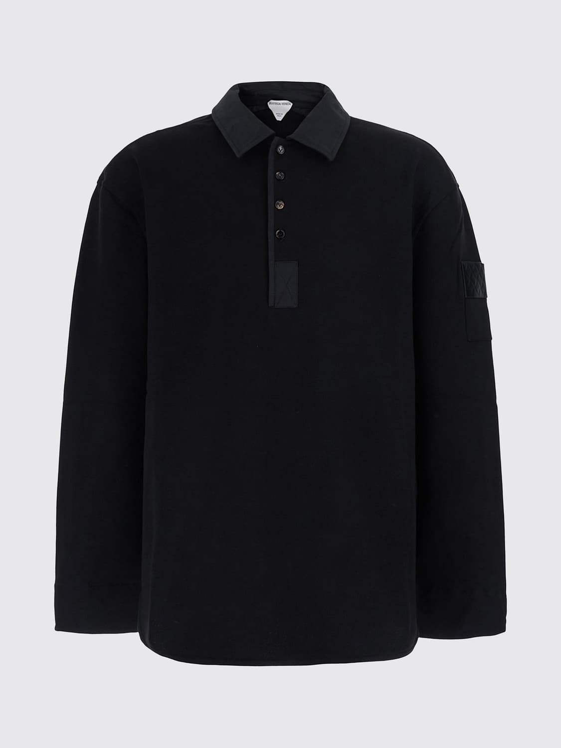 BOTTEGA VENETA POLO SHIRT: Bottega Veneta Long-Sleeved Cotton Polo Shirt with Patch Pocket, Black - Img 2