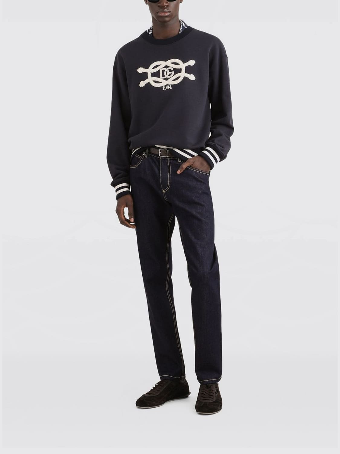 DOLCE & GABBANA SWEATSHIRT: Dolce & Gabbana Graphic Print Cotton Crewneck Sweatshirt with Logo, Blue - Img 4