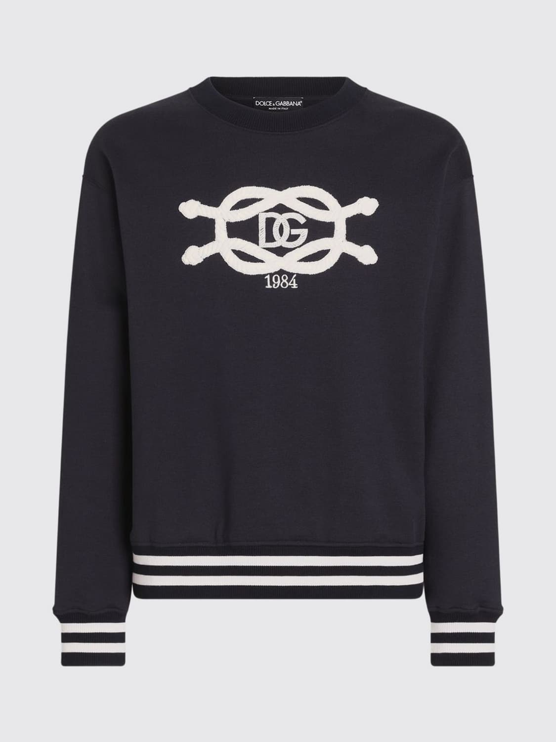 DOLCE & GABBANA SWEATSHIRT: Dolce & Gabbana Graphic Print Cotton Crewneck Sweatshirt with Logo, Blue - Img 5