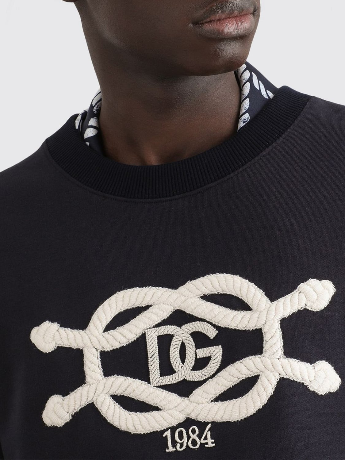 DOLCE & GABBANA SWEATSHIRT: Dolce & Gabbana Graphic Print Cotton Crewneck Sweatshirt with Logo, Blue - Img 6