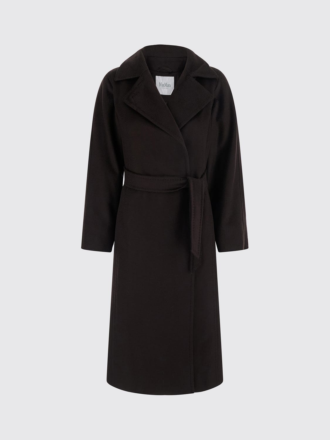 MAX MARA ABRIGO: Abrigo batín Max Mara de lana con cinturón hasta la rodilla, Marrón - Img 2
