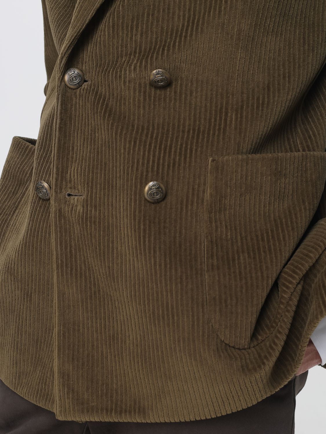 CIRCOLO 1901 JACKET: Circolo 1901 Double-Breasted Cotton Velvet Blazer with Patch Pockets, Green - Img 3
