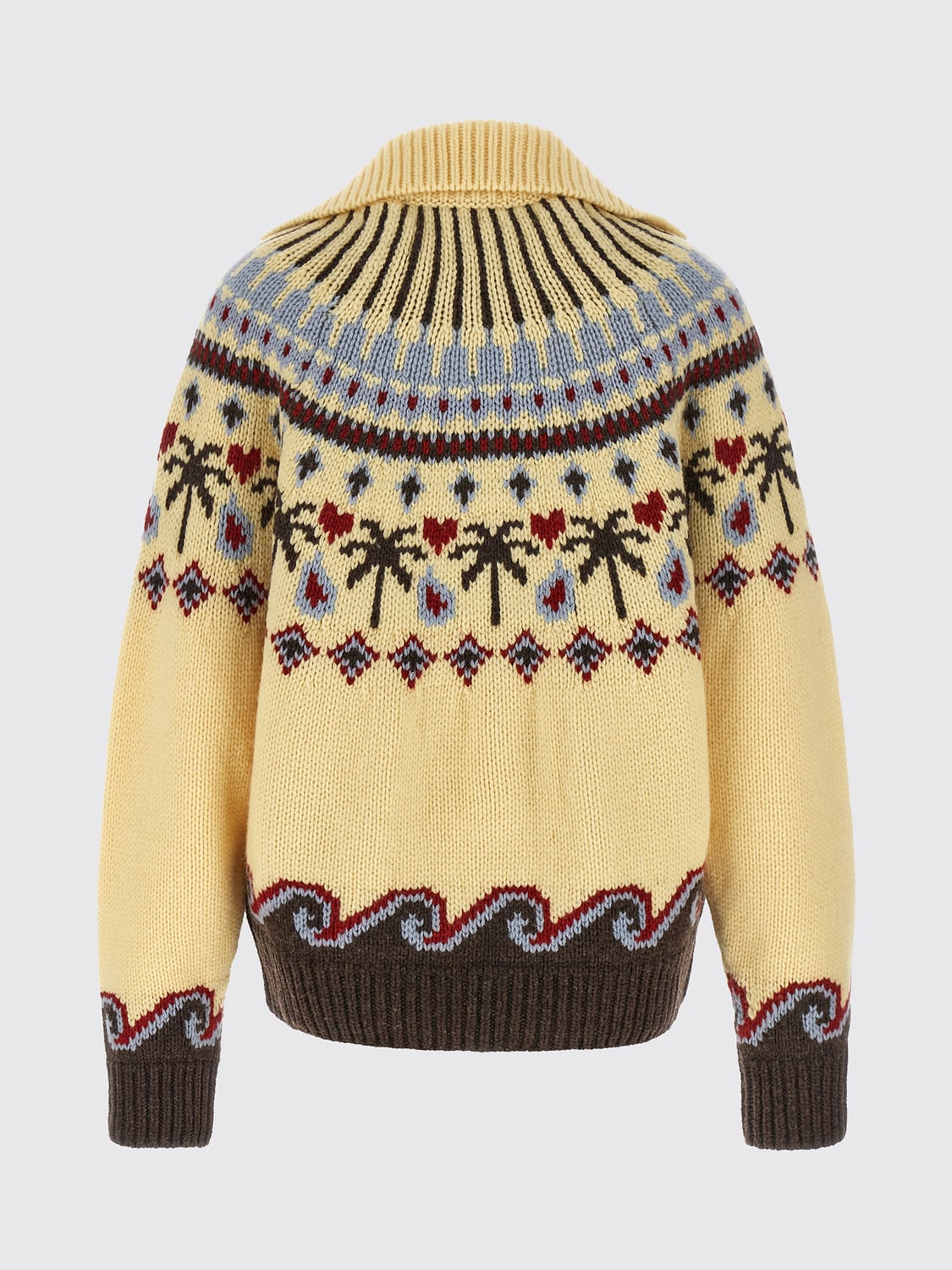 ALANUI PULL: Cardigan Alanui en laine vierge jacquard à encolure en V et boutons, Multicolore - Img 3