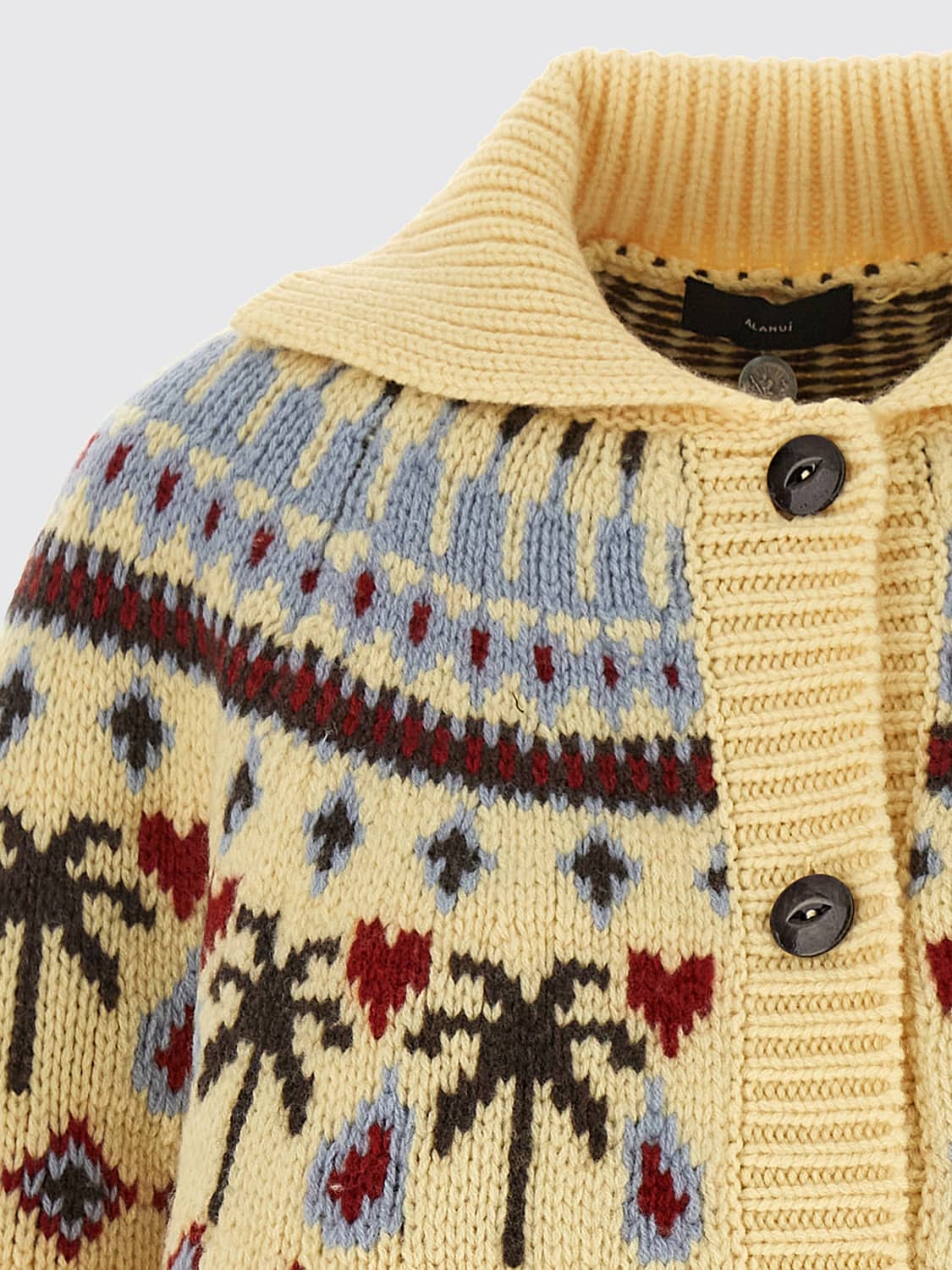 ALANUI PULL: Cardigan Alanui en laine vierge jacquard à encolure en V et boutons, Multicolore - Img 4