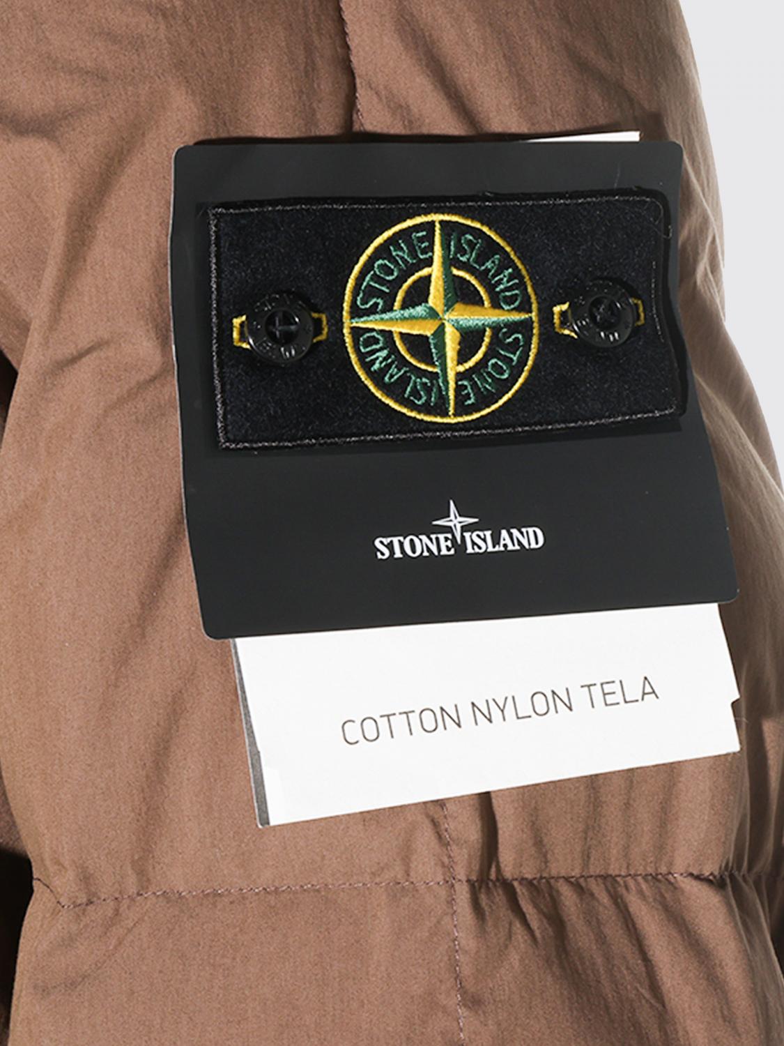 STONE ISLAND JACKET: Hooded Padded Jacket Stone Island in Recycled Nylon with Logo, Amber - Img 4