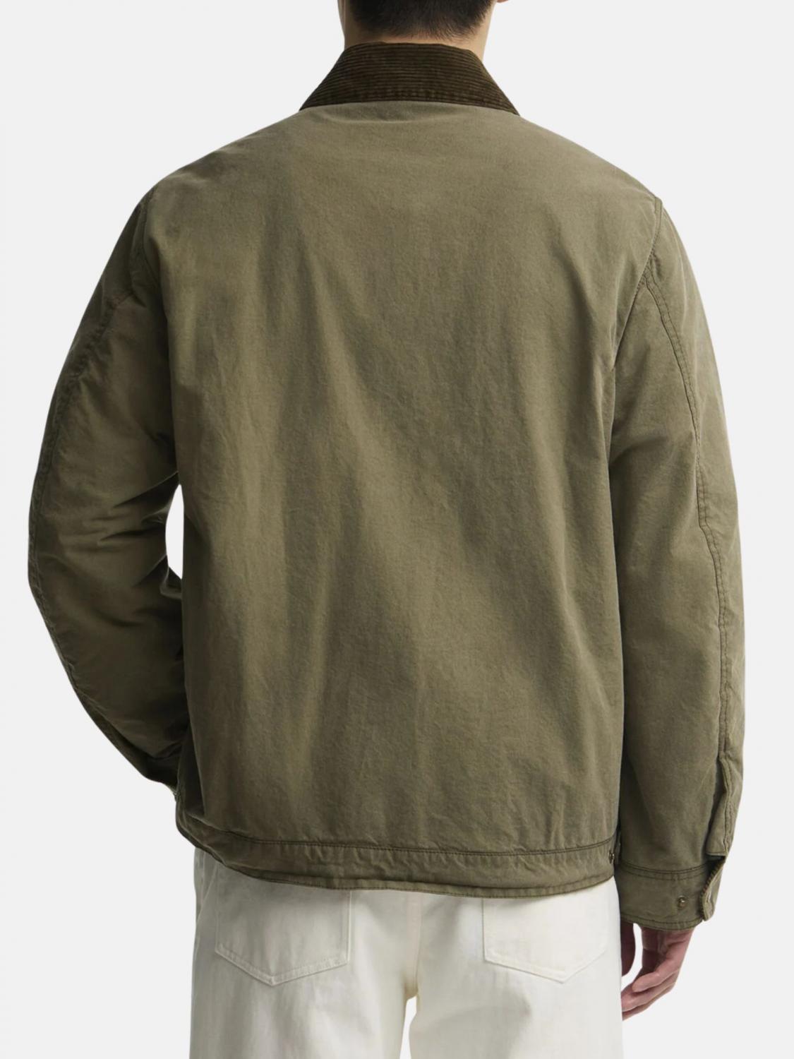 BARBOUR JACKET: Barbour Waxed Cotton Shirt Jacket with Corduroy Collar, Olive - Img 2