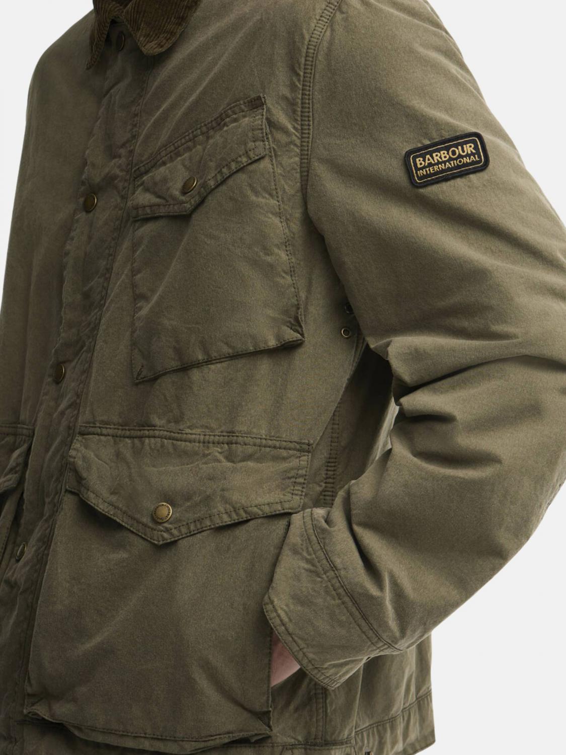BARBOUR JACKET: Barbour Waxed Cotton Shirt Jacket with Corduroy Collar, Olive - Img 3