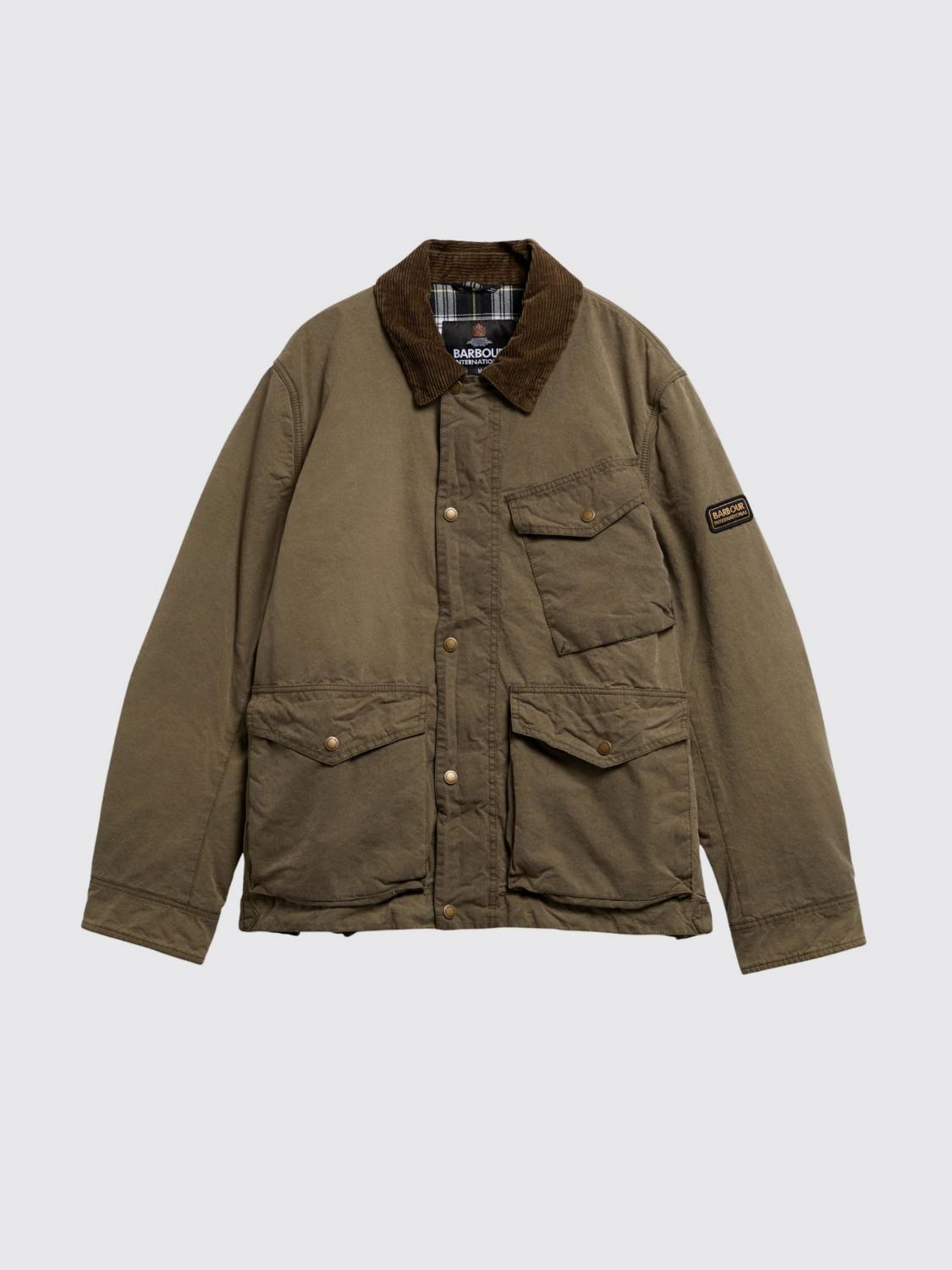 BARBOUR JACKET: Barbour Waxed Cotton Shirt Jacket with Corduroy Collar, Olive - Img 4