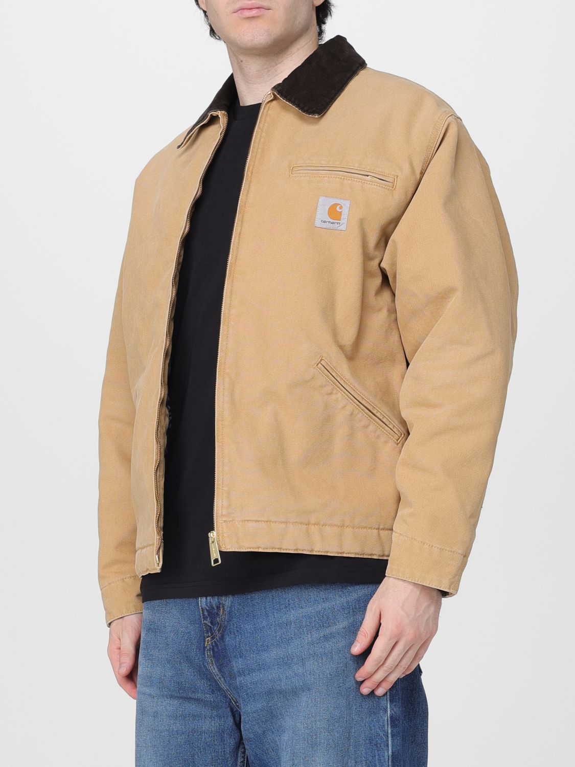 CARHARTT WIP JACKE: Detroit Jacke Carhartt WIP aus Bio-Baumwolle mit Samtkragen, Beige - Img 3