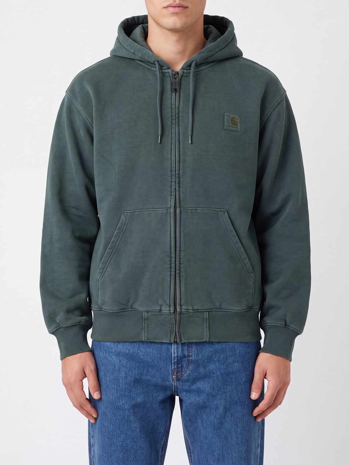 CARHARTT WIP SWEATSHIRT: Baumwoll-Kapuzenjacke Carhartt WIP mit Reißverschluss und überschnittenen Schultern, Grün - Img 1