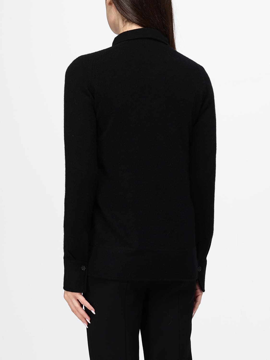 TOTEME CAMICIA: Camicia Toteme a maniche lunghe in puro cashmere con colletto classico, Nero - Img 3