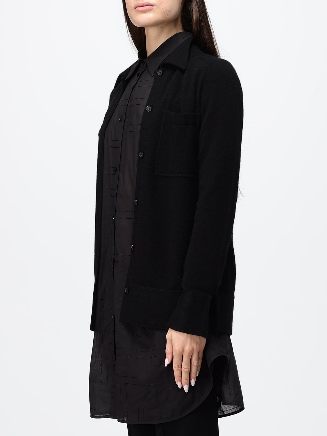 TOTEME CAMICIA: Camicia Toteme a maniche lunghe in puro cashmere con colletto classico, Nero - Img 4