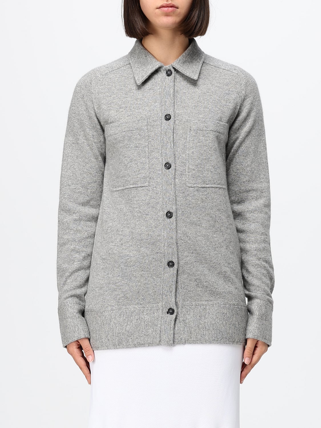 TOTEME CAMICIA: Camicia a maniche lunghe Toteme in puro cashmere con colletto classico, Grigio - Img 1