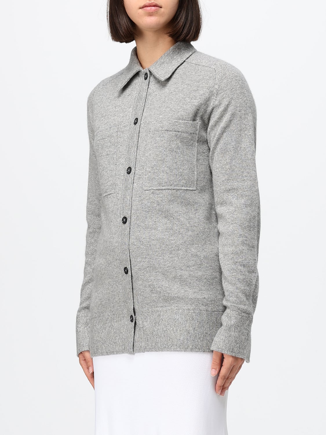 TOTEME CAMICIA: Camicia a maniche lunghe Toteme in puro cashmere con colletto classico, Grigio - Img 4