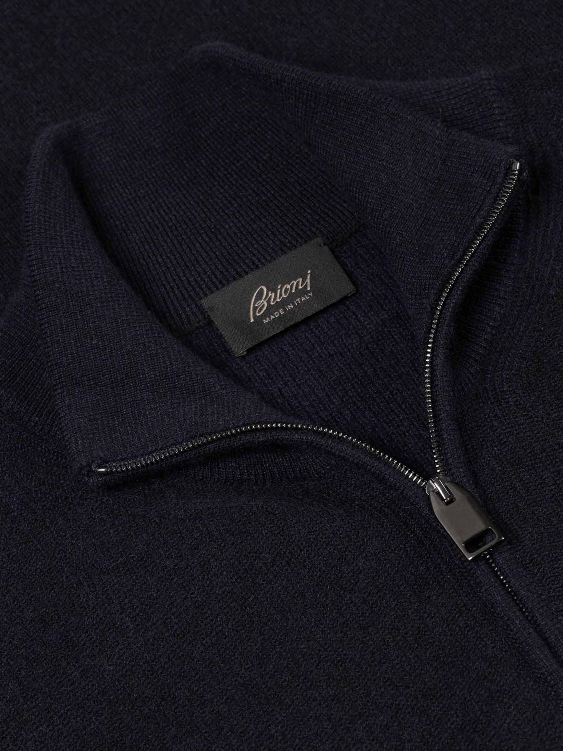 BRIONI SWEATER: Brioni Half-Zip Turtleneck Jumper in Cashmere and Wool Blend, Navy - Img 4