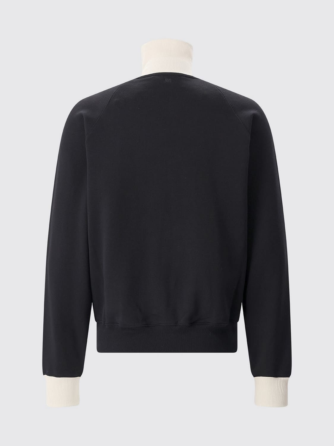 AMI PARIS SUDADERA: Sudadera de algodón con cremallera Ami Paris con cuello alto y monograma Ami de Cœur, Negro - Img 3