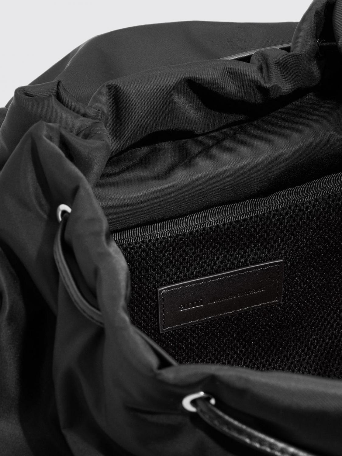 AMI PARIS BACKPACK: Ami Paris Marcel Polyamide Backpack with Flap Closure and Padded Shoulder Straps, Black - Img 5