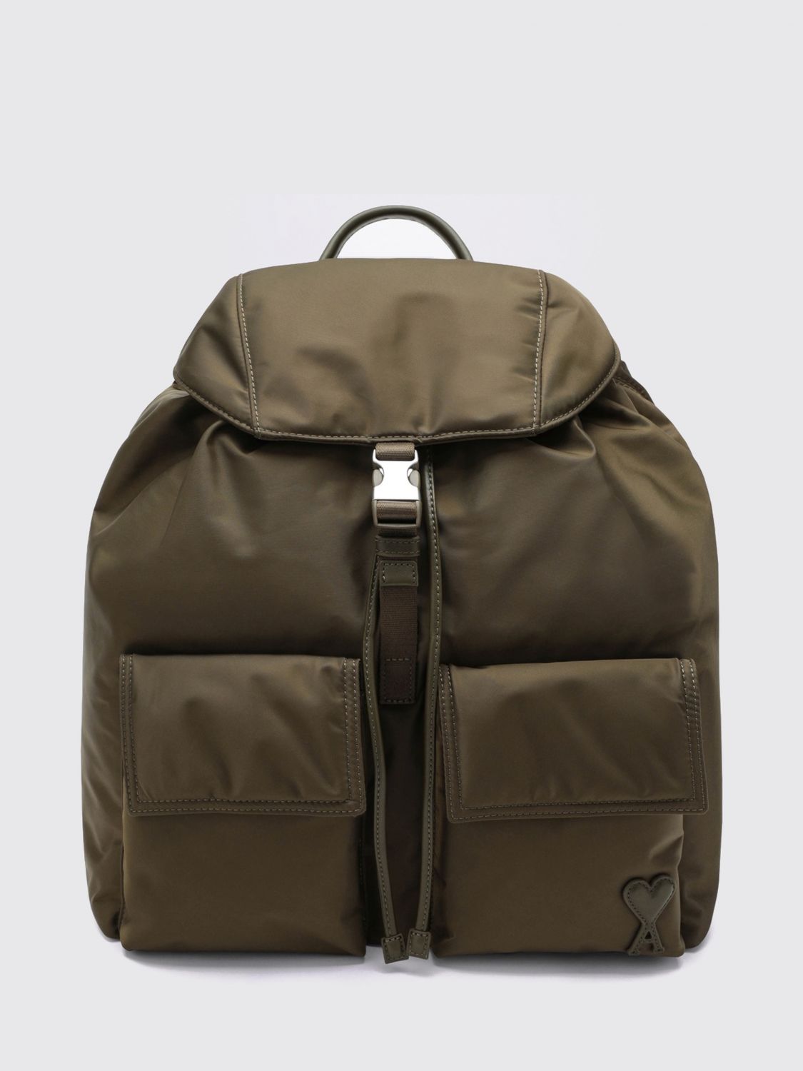 AMI PARIS BACKPACK: Ami Paris Marcel Polyamide Backpack with Flap Closure and Padded Shoulder Straps, Beige - Img 1