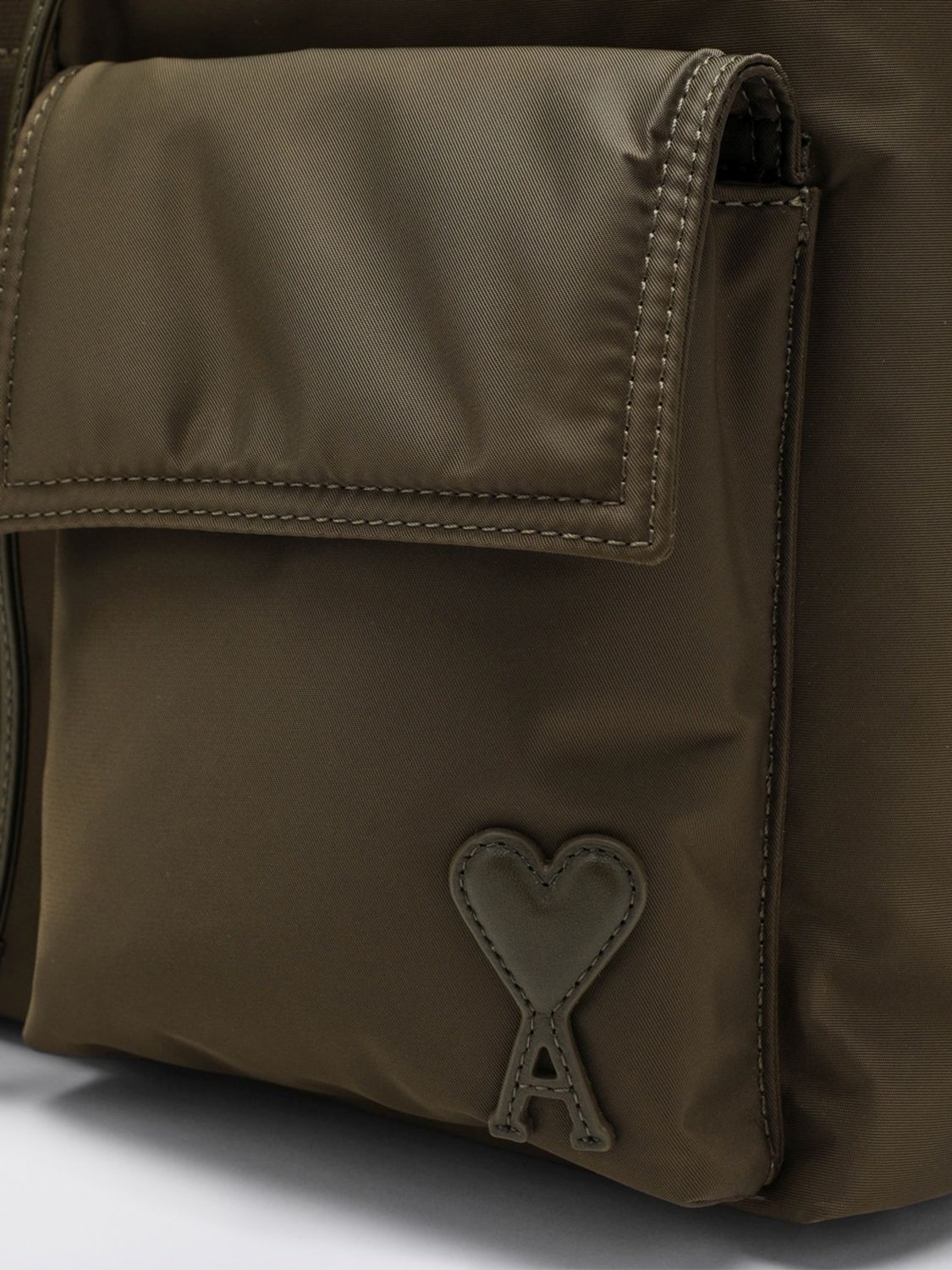 AMI PARIS BACKPACK: Ami Paris Marcel Polyamide Backpack with Flap Closure and Padded Shoulder Straps, Beige - Img 4