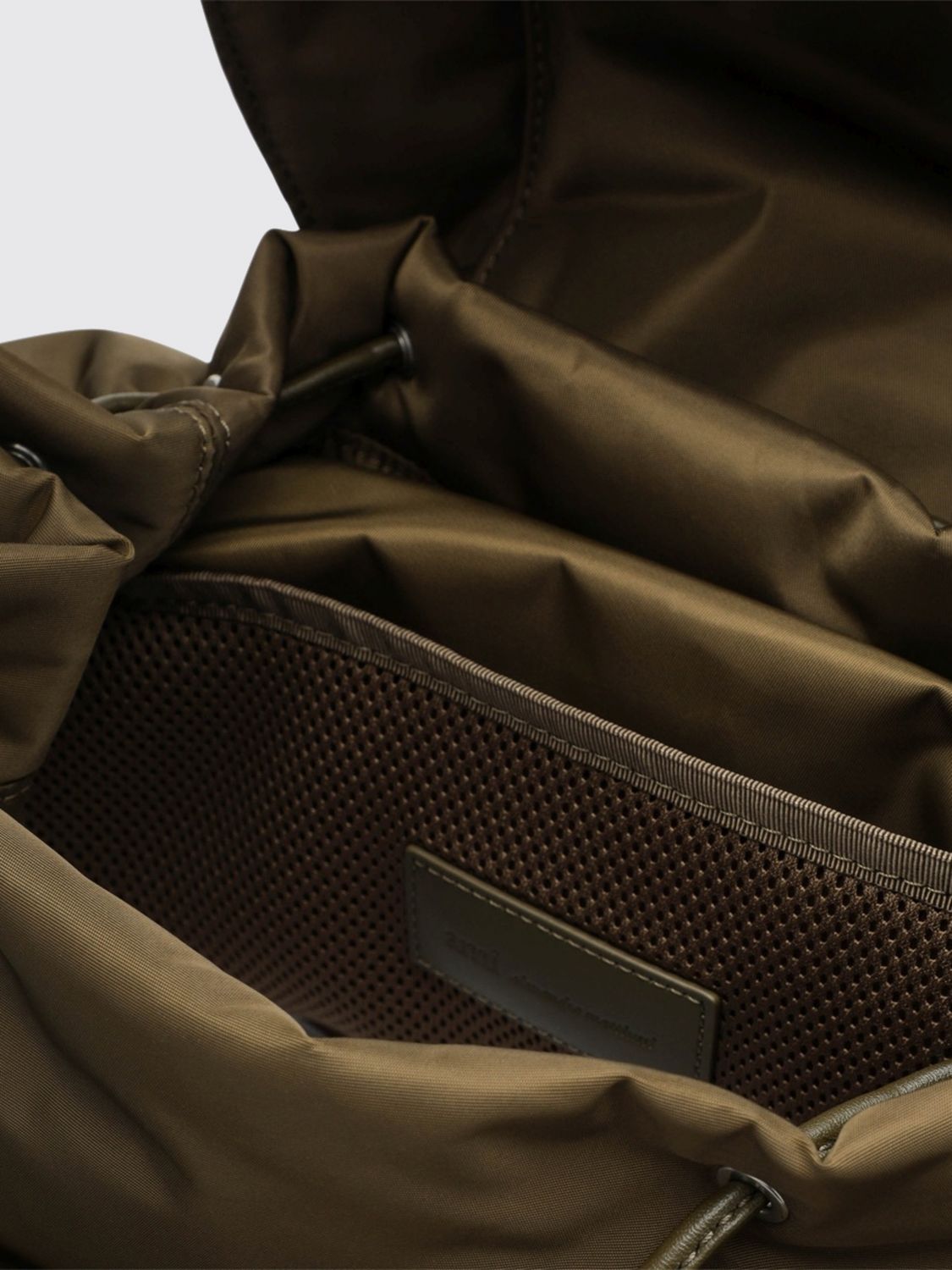 AMI PARIS BACKPACK: Ami Paris Marcel Polyamide Backpack with Flap Closure and Padded Shoulder Straps, Beige - Img 5
