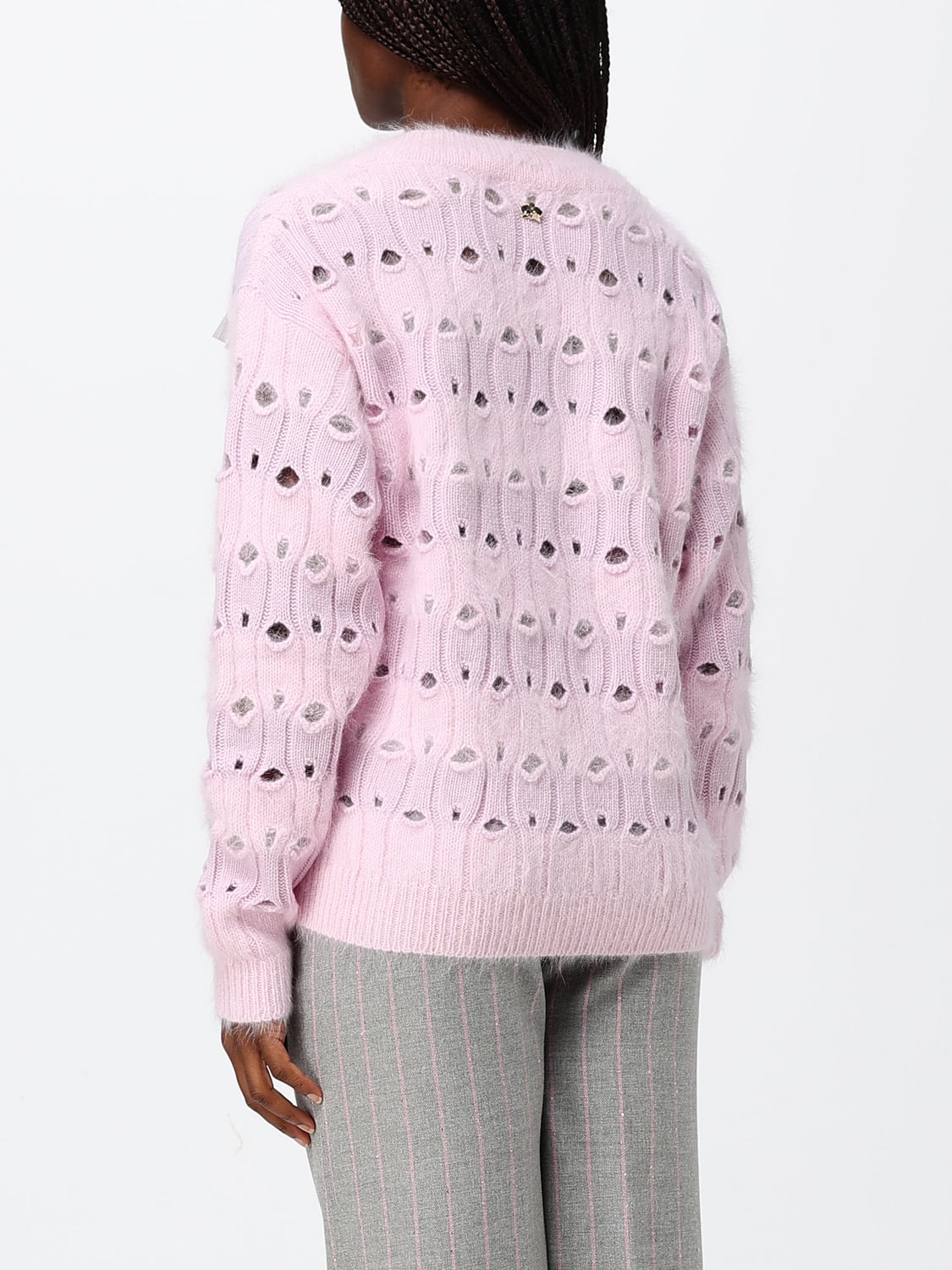 GENNY JERSEY: Jersey Genny de mezcla de lana con cuello de pico y hombros caídos, Rosa - Img 2