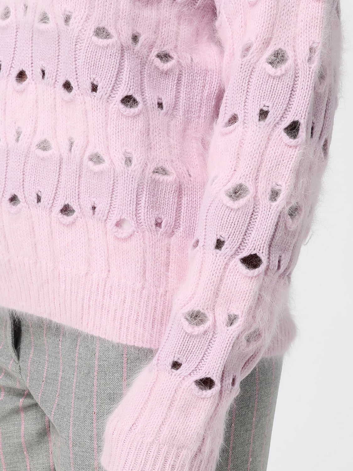 GENNY JERSEY: Jersey Genny de mezcla de lana con cuello de pico y hombros caídos, Rosa - Img 3
