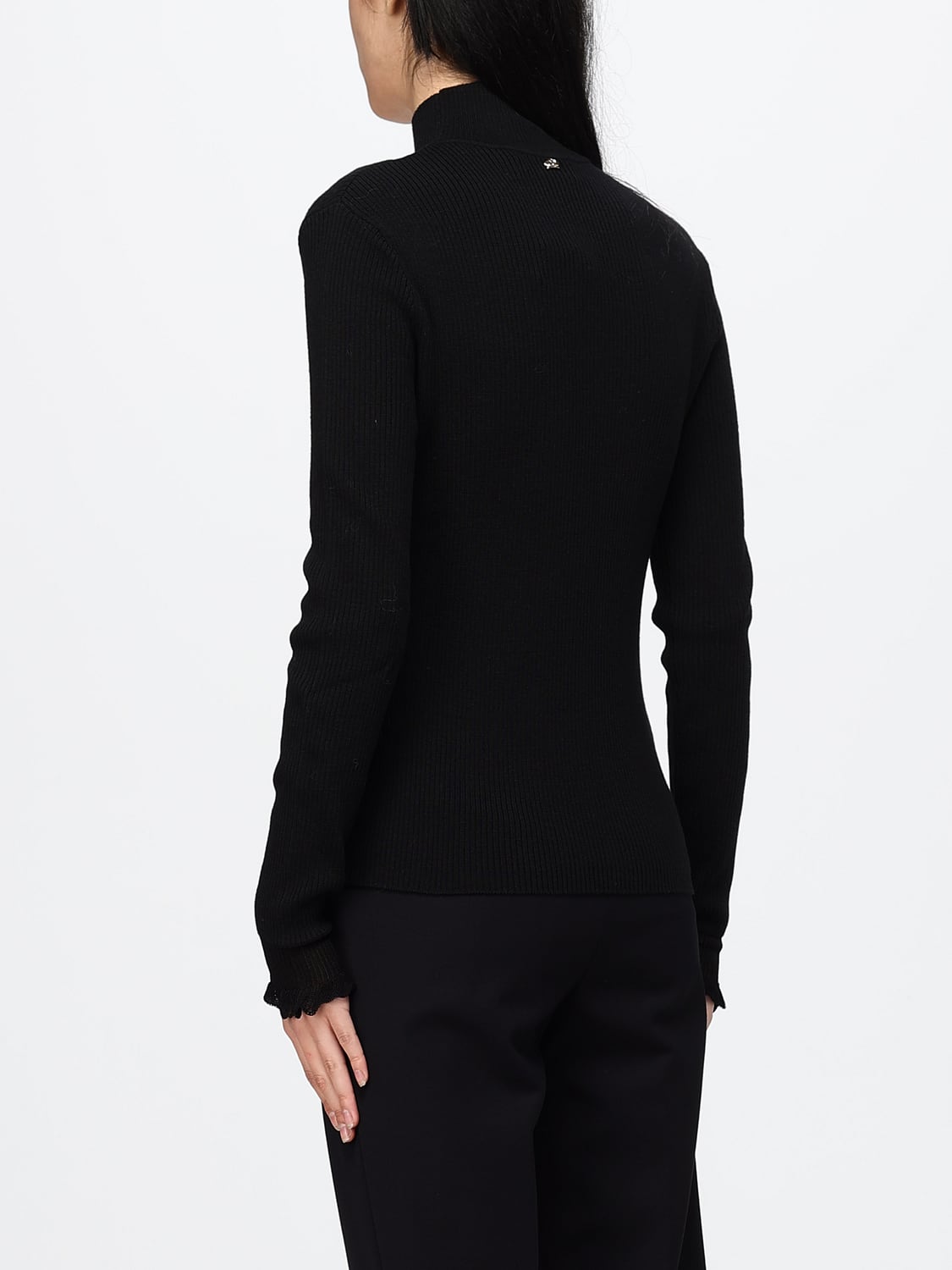 GENNY TOP: Jersey de cuello alto Genny de corte slim en mezcla de lana virgen, Negro - Img 2