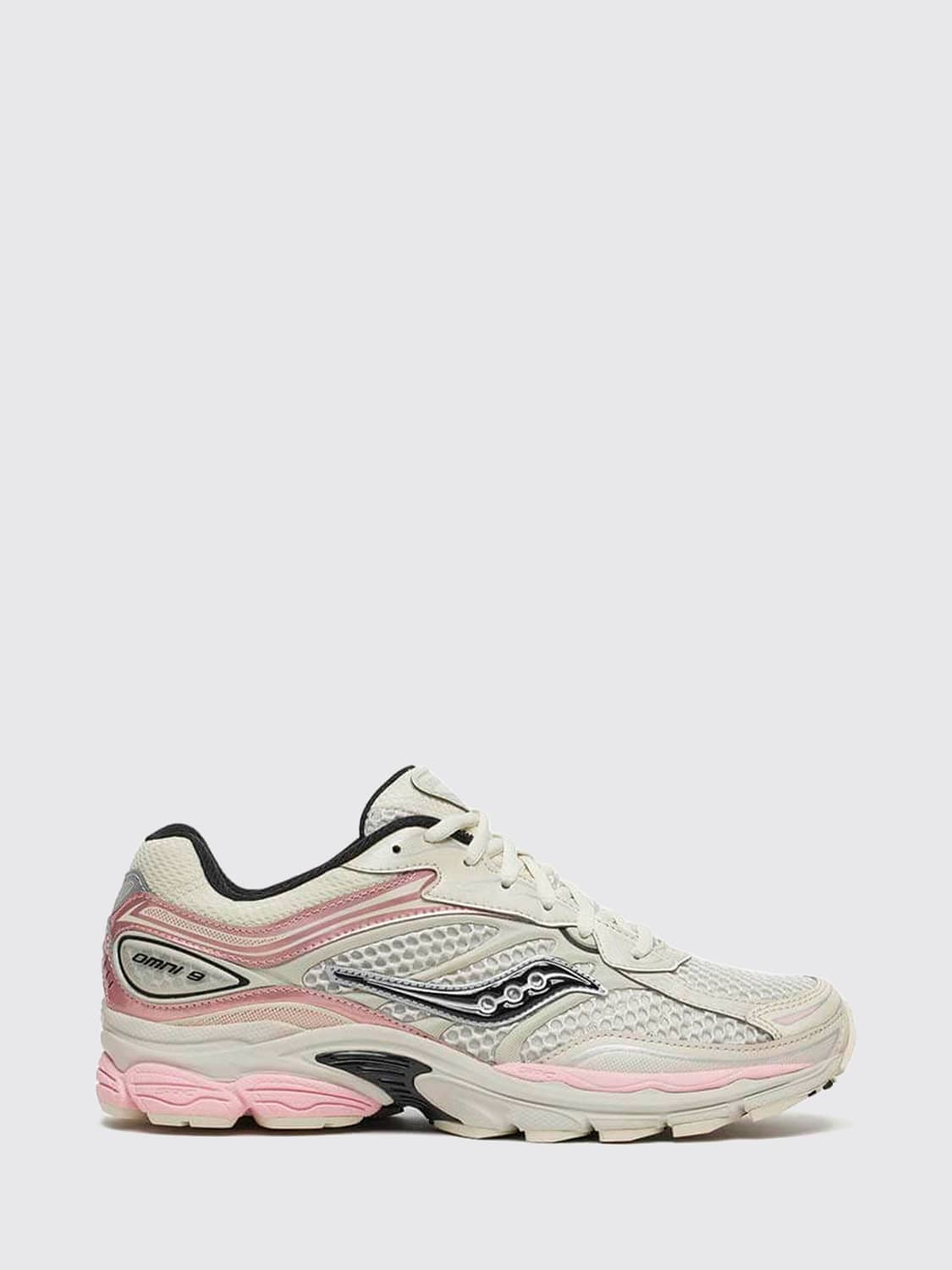 SAUCONY SNEAKERS: Sneakers ProGrid Omni 9 OG Saucony low top stringate con dettagli in mesh, Rosa - Img 1