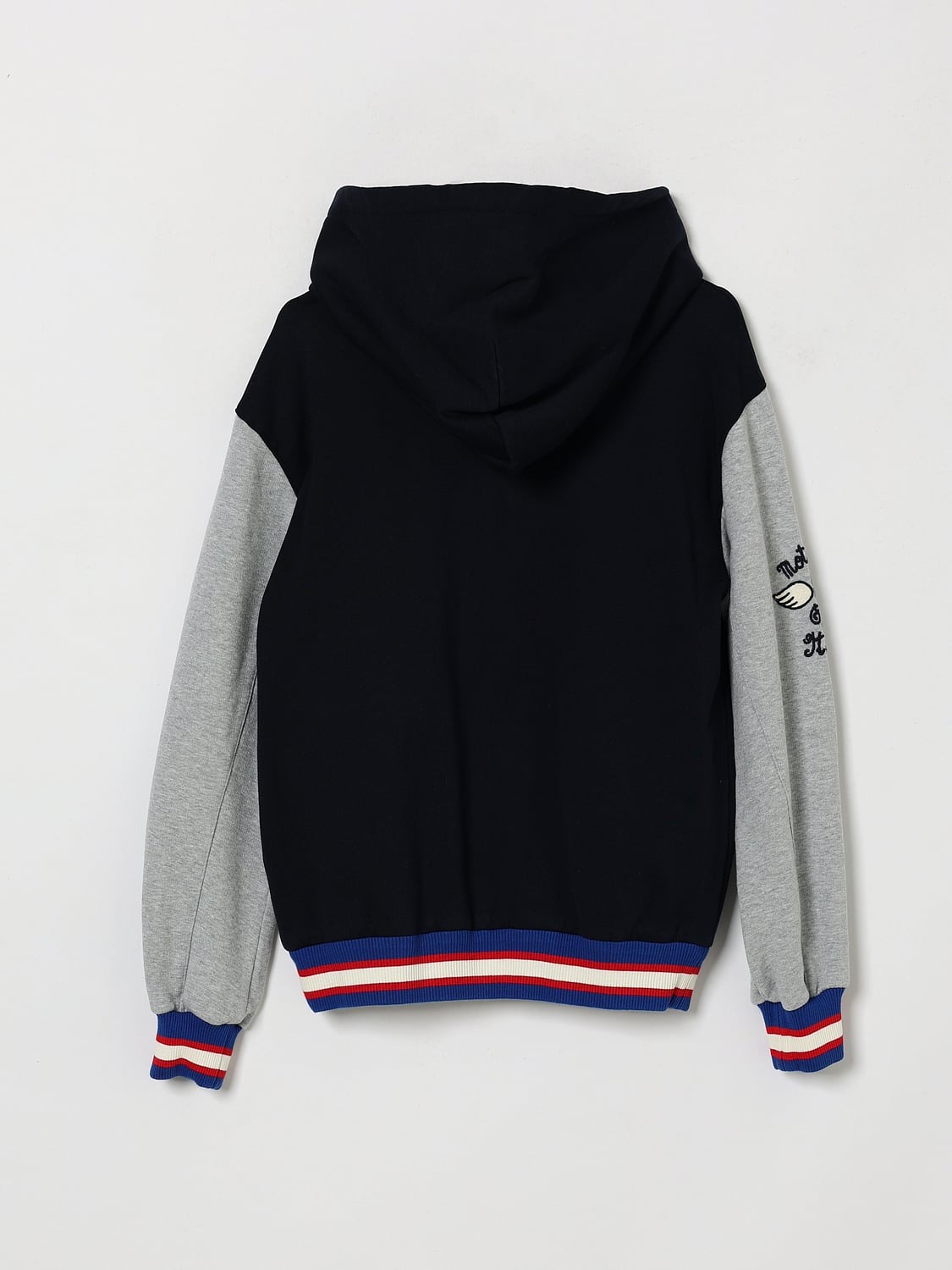 DOLCE & GABBANA SWEATER: Dolce & Gabbana Boy's Cotton Varsity Jumper with Embroidered Logo, Black - Img 2
