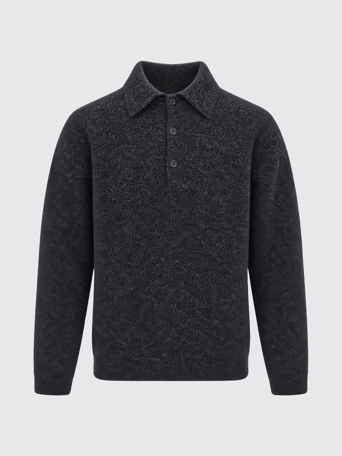 SUNFLOWER POLO: Polo in maglia Sunflower a maniche lunghe in misto mohair e alpaca, Grigio - Img 2