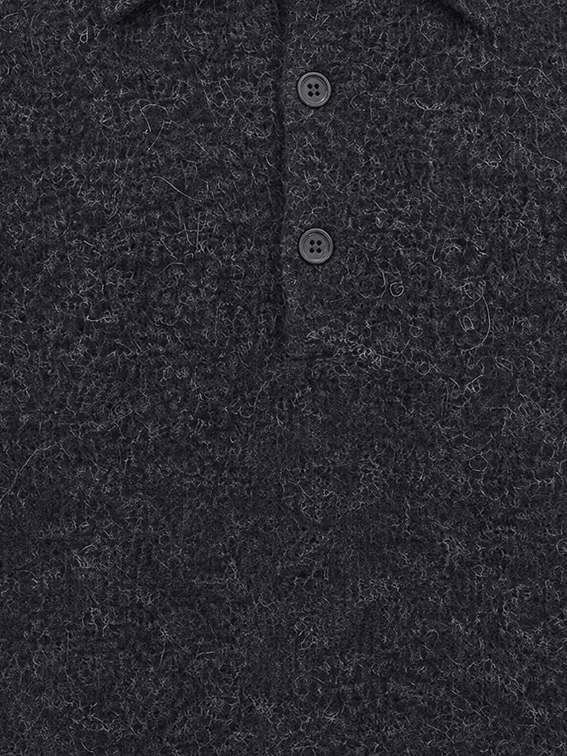 SUNFLOWER POLO: Polo in maglia Sunflower a maniche lunghe in misto mohair e alpaca, Grigio - Img 4