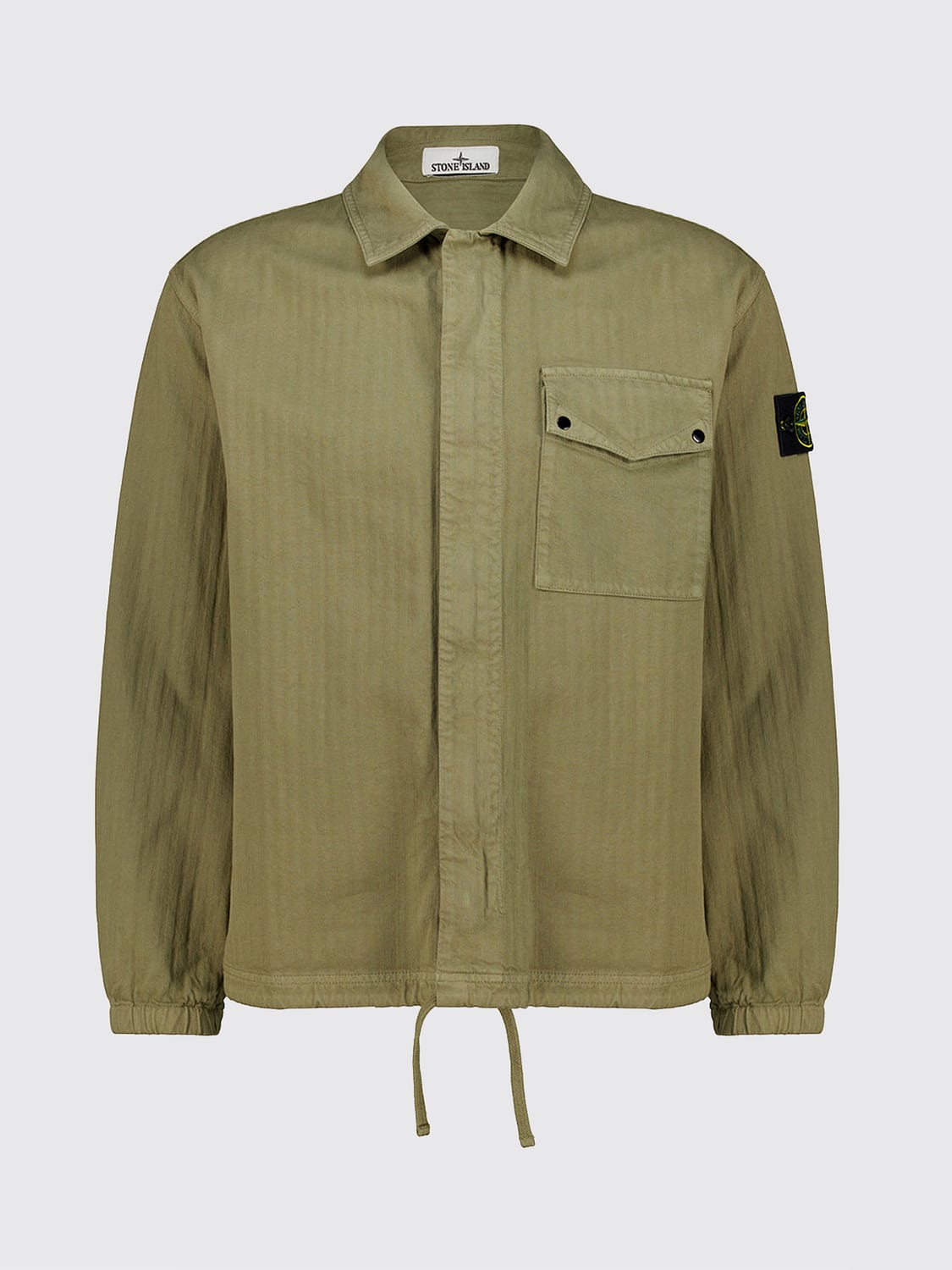 STONE ISLAND JACKE: Stone Island Overshirt aus Baumwolltweed mit Compass-Logo, Grün - Img 2