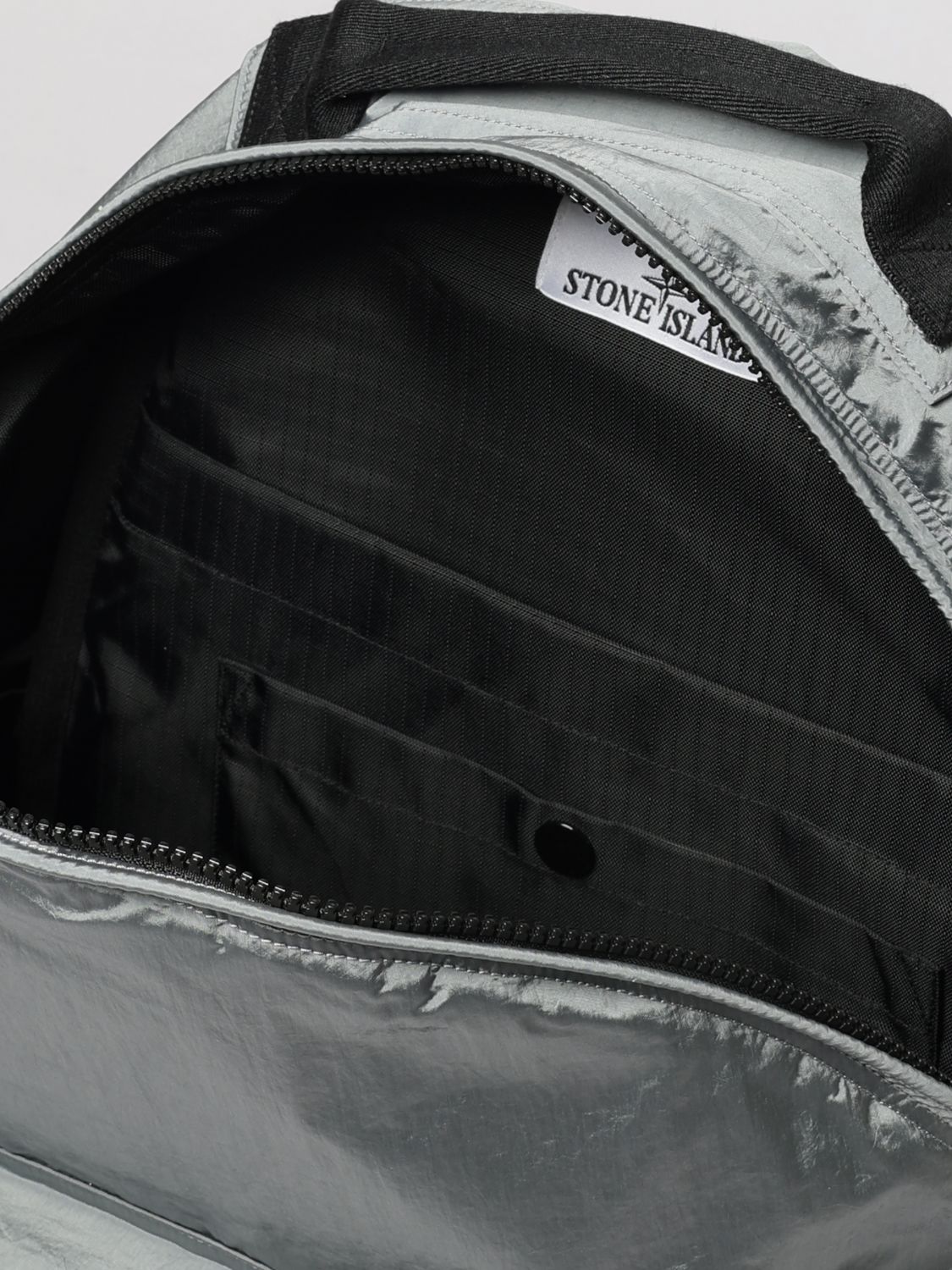 STONE ISLAND BACKPACK: Stone Island Nylon Backpack with Adjustable Shoulder Straps and Compass Logo Patch, Grey - Img 4